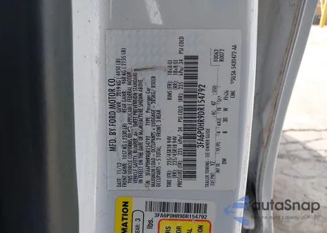 2013 Ford Fusion Se from USA, damaged, VIN 3FA6P0HR9DR154792